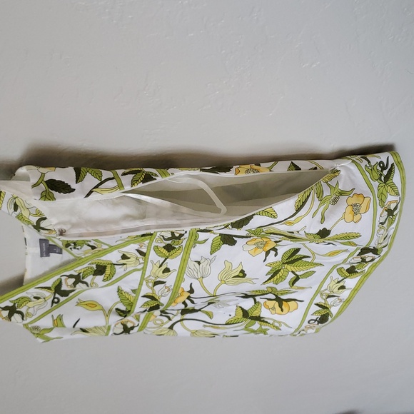 ANN TAYLOR YELLOW FLOWER GREEN LEAVES Dressy Fitted TANK TOP 100% Cotton LINED 6 - Picture 6 of 9
